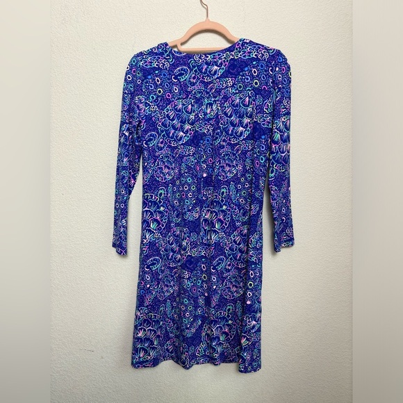 Lilly Pulitzer Aubrey UPF 50+ 3/4 Sleeve Dress in Lapis Lazuli Take It Slow XS - Picture 2 of 9